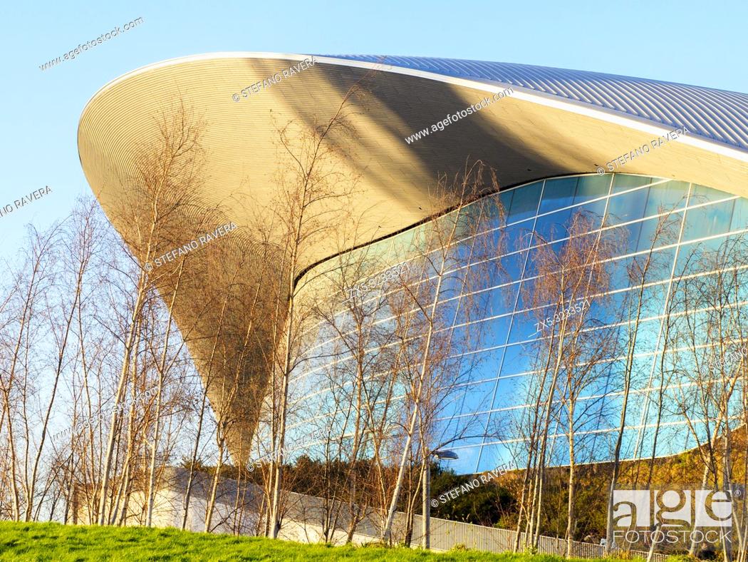 Stock Photo: London Aquatics Centre at the Queen Elizabeth Olympic Park in Stratford - East London, England.