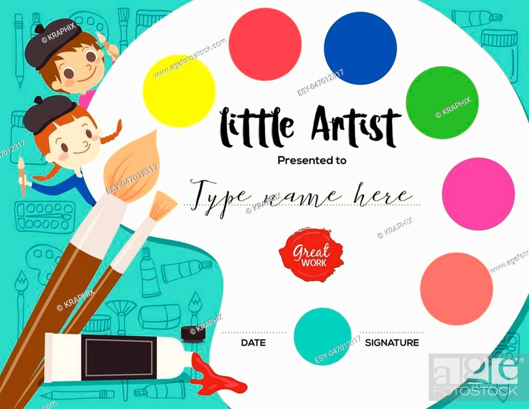 little artist, kids diploma child painting course certificate Regarding Art Certificate Template Free