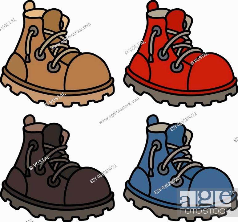 Stock Vector: Hand drawing of funny color leather boots.