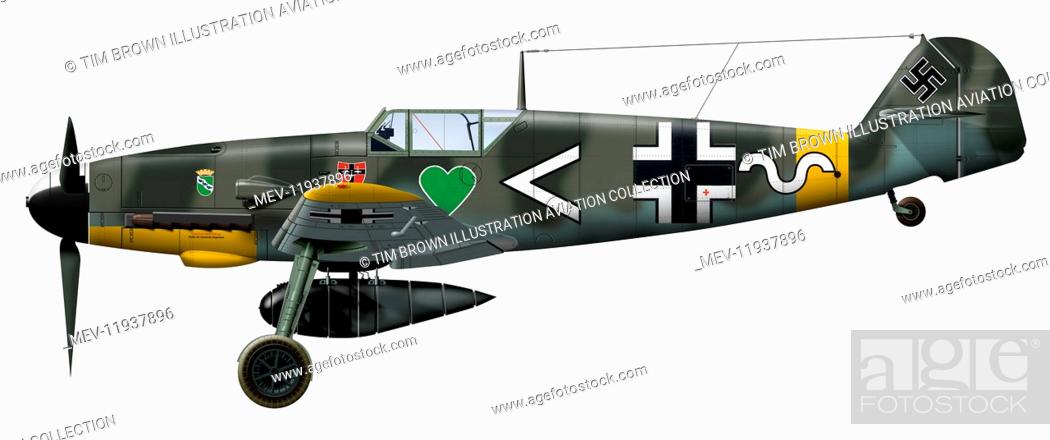 Messerschmitt Bf 109F-4 of JG 54 based in Russia 1941. Much streamlined from the early E series, Stock Photo, Picture And Rights Managed Image. Pic. MEV-11937896 | agefotostock