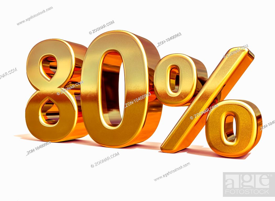 Stock Photo: Gold Sale 80%, Gold Percent Off Discount Sign, Sale Banner Template, Special Offer 80% Off Discount Tag, Golden Eighty Percentages Sign, Gold Sale Symbol.