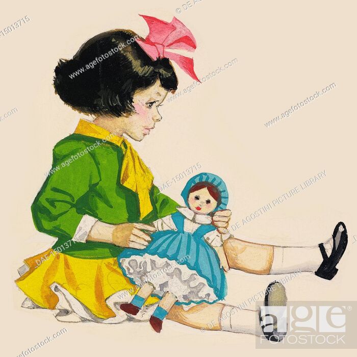Little girl playing with her doll, drawing, Stock Photo, Picture And Rights  Managed Image. Pic. DAE-15013715 | agefotostock