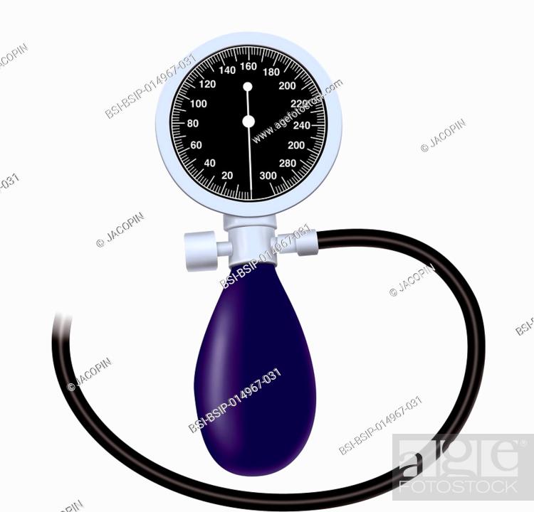 Illustration of a tensiometer, a medical device which measures a patient?s blood  pressure, Stock Photo, Picture And Rights Managed Image. Pic.  BSI-BSIP-014967-031 | agefotostock