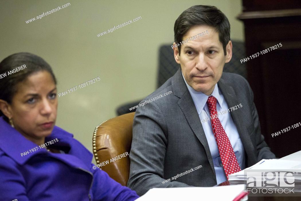 Stock Photo: In this file photo from November 18, 2014, from left, Susan Rice, National Security Advisor, and Tom Frieden, Director of the Centers for Disease Control and.