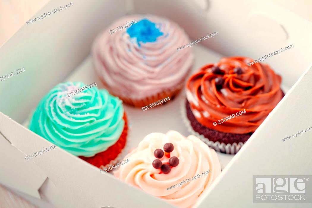 Stock Photo: Cupcake Box to Take-Away. High quality photo.