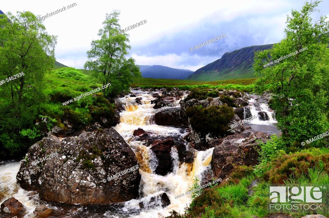 Stock Photo: Glen Etive Valley, Highlands, Scotland, United Kingdom, Europe.