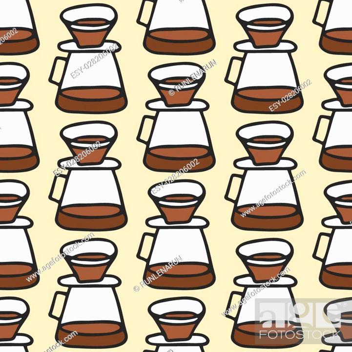 Coffee maker. Seamless pattern with doodle pour over. Hand-drawn sketch  background, Stock Vector, Vector And Low Budget Royalty Free Image. Pic.  ESY-028206002 | agefotostock