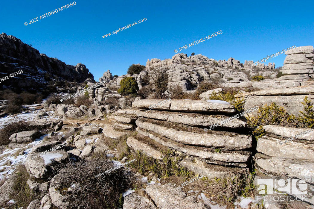 Stock Photo: Erosion working on Jurassic limestones, Torcal de Antequera. Málaga province, Andalusia, Spain.