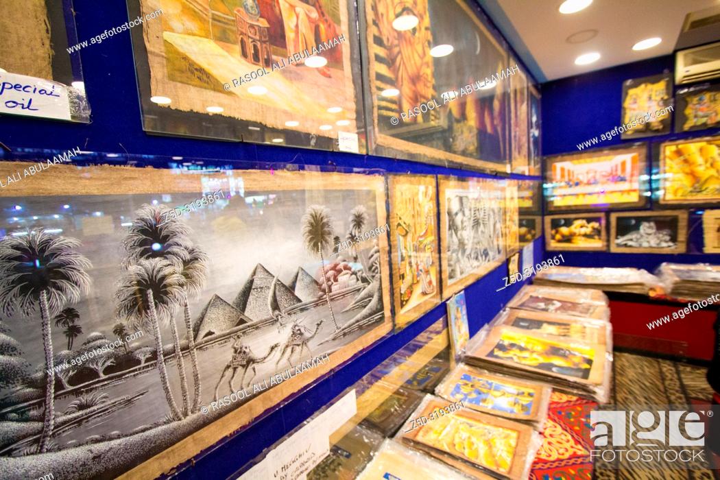 Stock Photo: Sharm El-Shaikh, Egypt - November 2, 2018:- photo for Pharaonic paintings shop In the Egyptian city of Sharm el-Sheikh, its shows Some Egyptian painting Which.