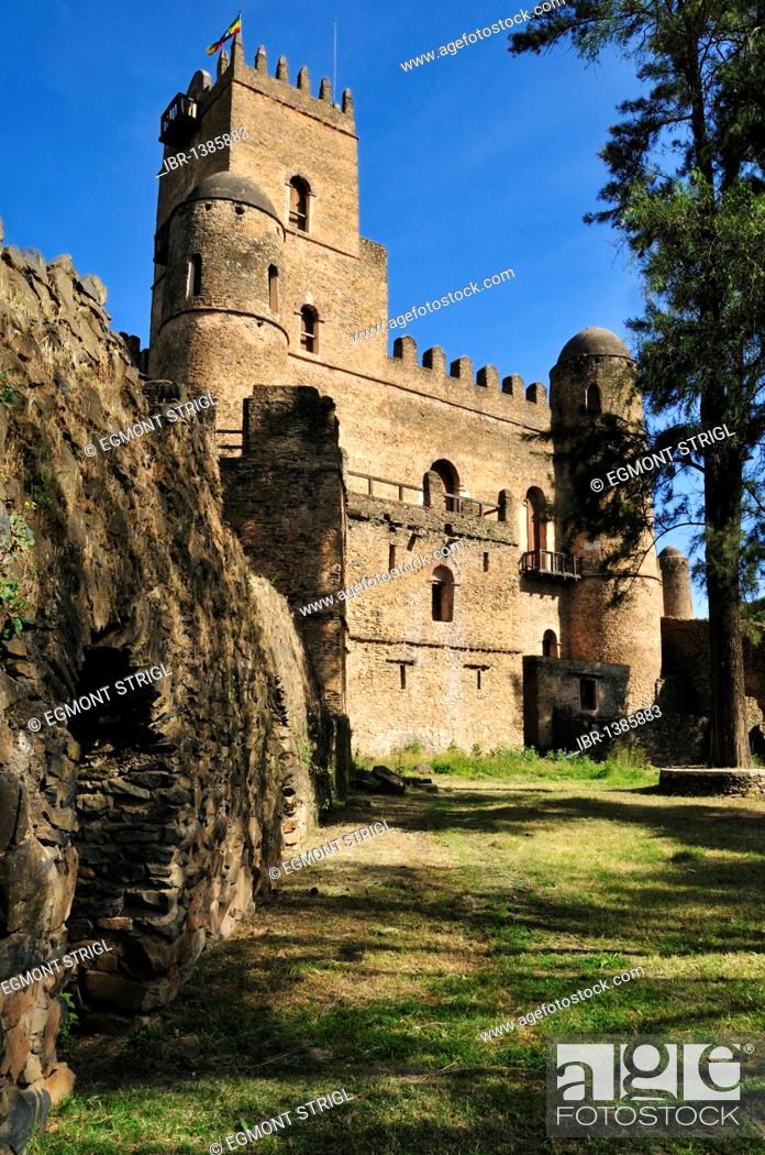 Stock Photo: Fasiladas Palace, Royal Enclosure Fasil Ghebbi, UNESCO World Heritage Site, Gonder, Gondar, Amhara, Ethiopia, Africa.