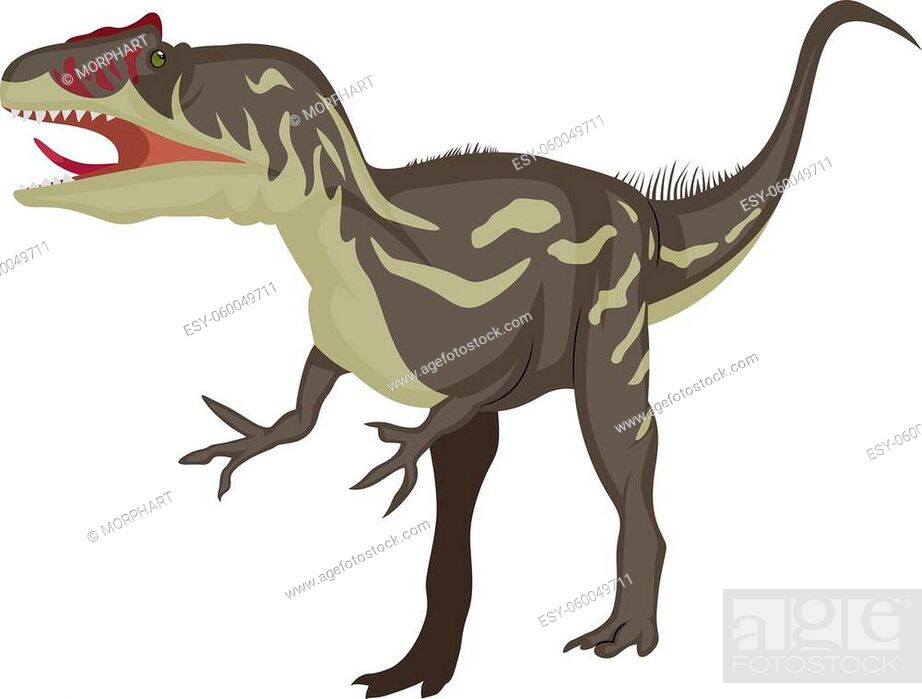 Stock Vector: Allosaurus, illustration, vector on white background.