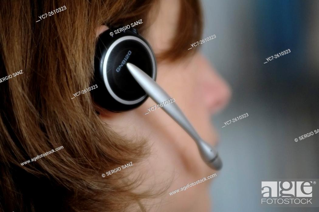 Stock Photo: woman speaking on the phone.