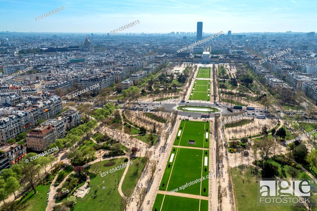 Stock Photo: Beautiful panoramic view of Paris from the Eiffel Tower.