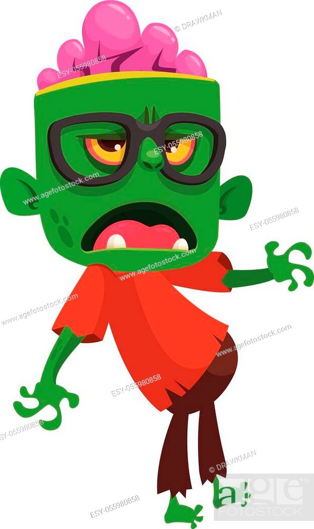 Cartoon funny green zombie. Halloween vector illustration of zombie  creature, Stock Vector, Vector And Low Budget Royalty Free Image. Pic.  ESY-055980858 | agefotostock