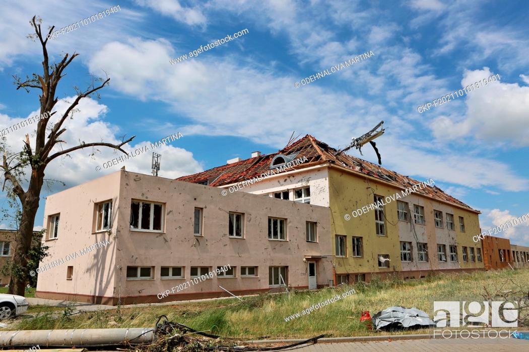 Stock Photo: A tornado hit village Moravska Nova Ves and several other villages in the Breclav district, South Moravia, Czech Republic, on Thursday, June 24, 2021.