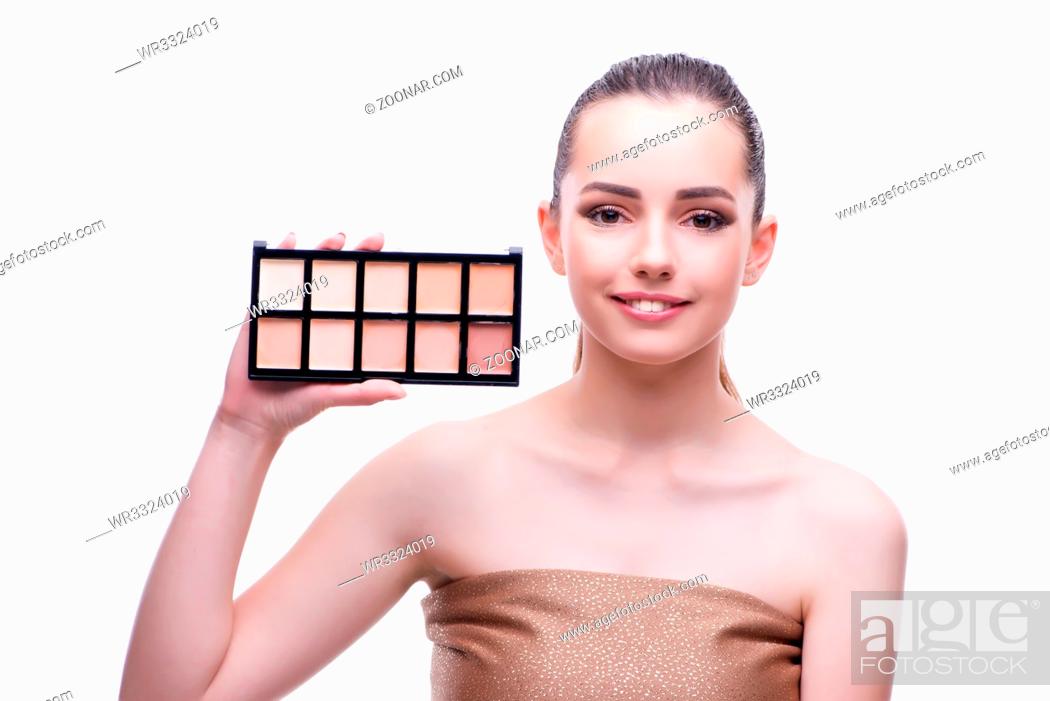 Stock Photo: Young beautiful female fashion model with make up.