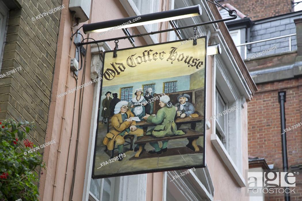 Stock Photo: Old Coffee House Pub Sign; Beak Street; London; England; UK.