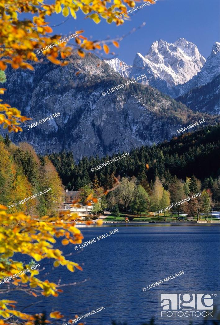 Stock Photo: Austria, Tyrol, Kufstein, Hechtsee, autumn, North-Tyrol, mountain scenery, mountains, Kaiser-mountains, Ellmauer hold, mountain lake, lake, nature, deserted.