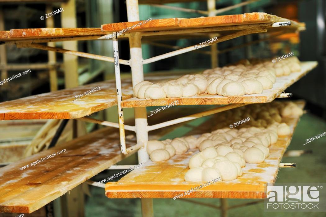 Stock Photo: bread bakery food factory production with fresh products.