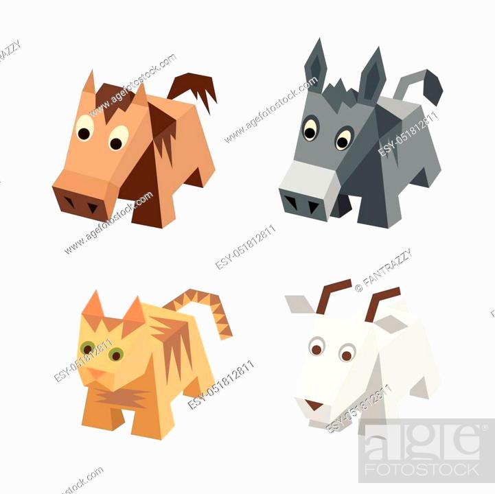 Vector set of different low poly isometric 3d animals. Isolated cute animals,  Stock Vector, Vector And Low Budget Royalty Free Image. Pic. ESY-051812811  | agefotostock