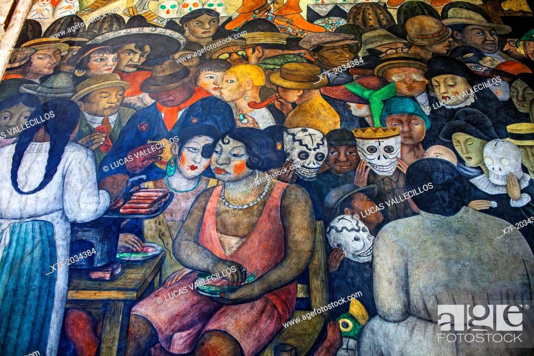 Day Of The Dead By Diego Rivera At Sep Secretaria De Educacion Publica Stock Photo Picture And Rights Managed Image Pic X7f 2034384 Agefotostock