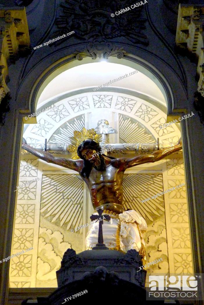 Imagen: black Christ of Royal Basílica Cathedral de la Asunción de la Bienaventurada Virgen Maria, or Assumption. Leon, Nicaragua.