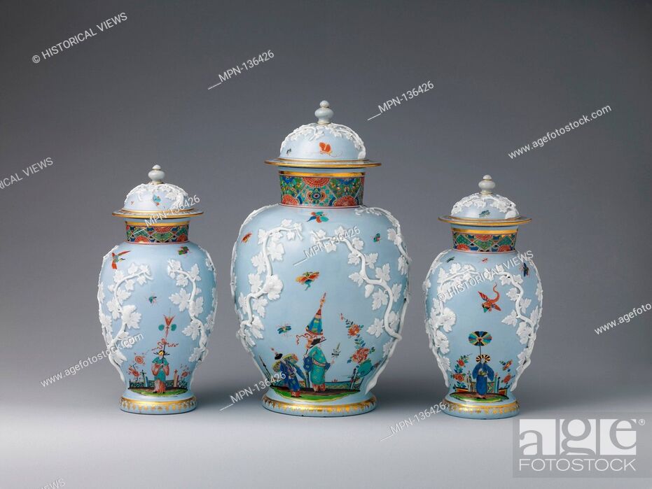 Stock Photo: Vase (one of a set of three). Factory: Meissen Manufactory (German, 1710-present); Date: ca. 1725-30; Culture: German, Meissen; Medium: Hard-paste porcelain.