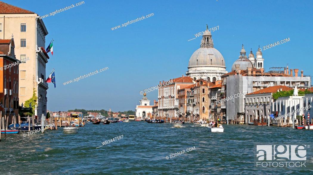 Stock Photo: The Grand Canal and Santa Maria della Salute Cathedral in Venice.