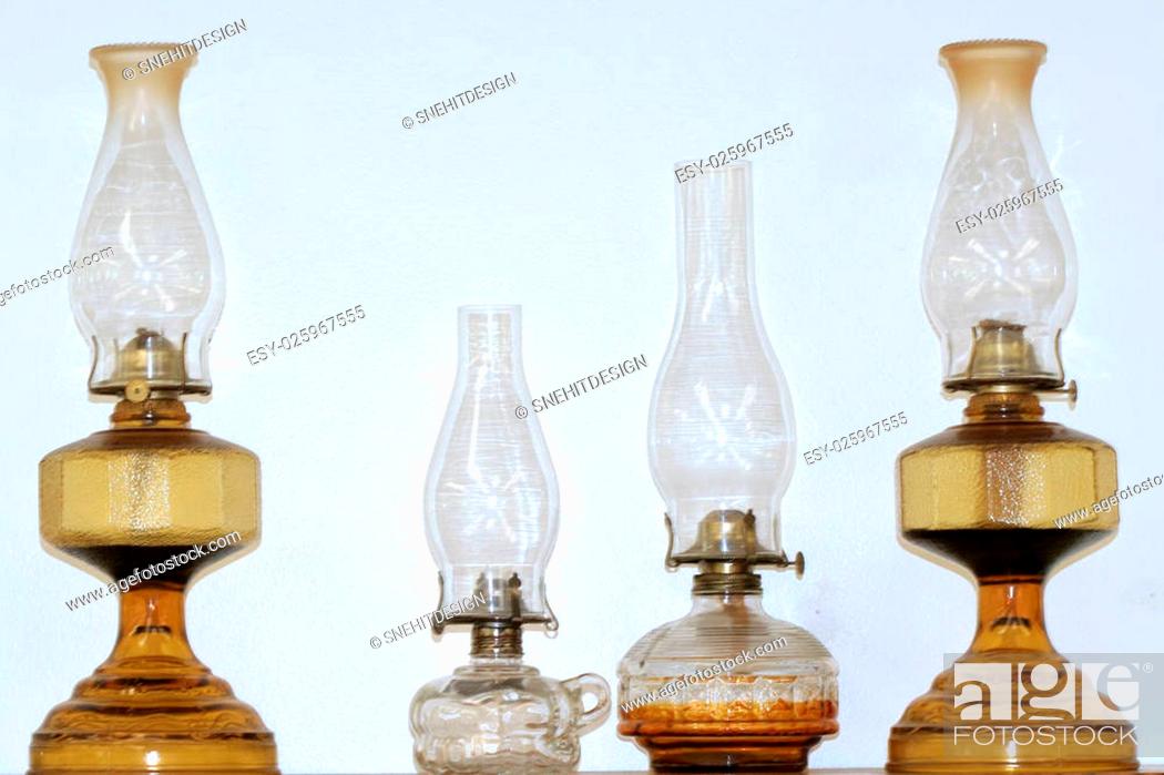 Diffe Antique Oil Lamps Against, Vintage Little Glass Oil Lamps With Shades