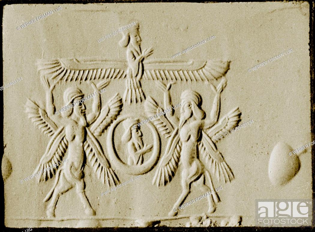 Stock Photo: An impression from a cylinder seal.
