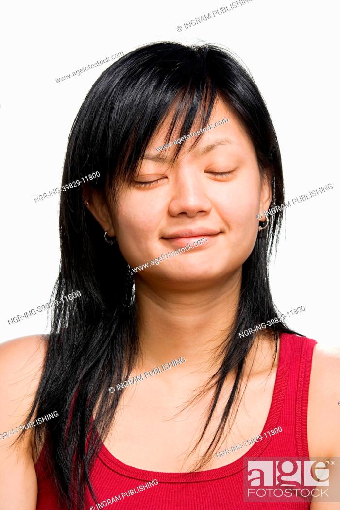 Stock Photo: Portrait of a young adult woman.