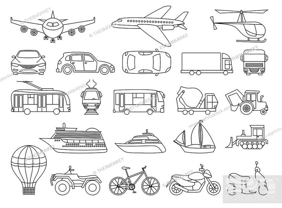 Toy Transport Set to be colored. Coloring book to educate kids ...