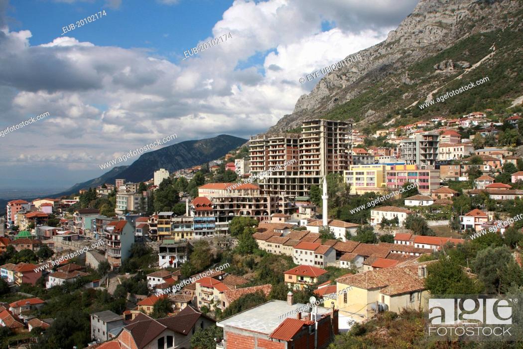 Stock Photo: View over hillside residential area.