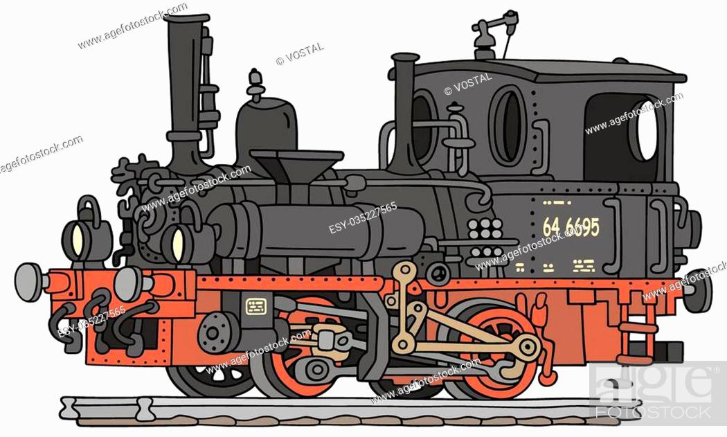 Stock Vector: Hand drawing of a vintage steam locomotive.