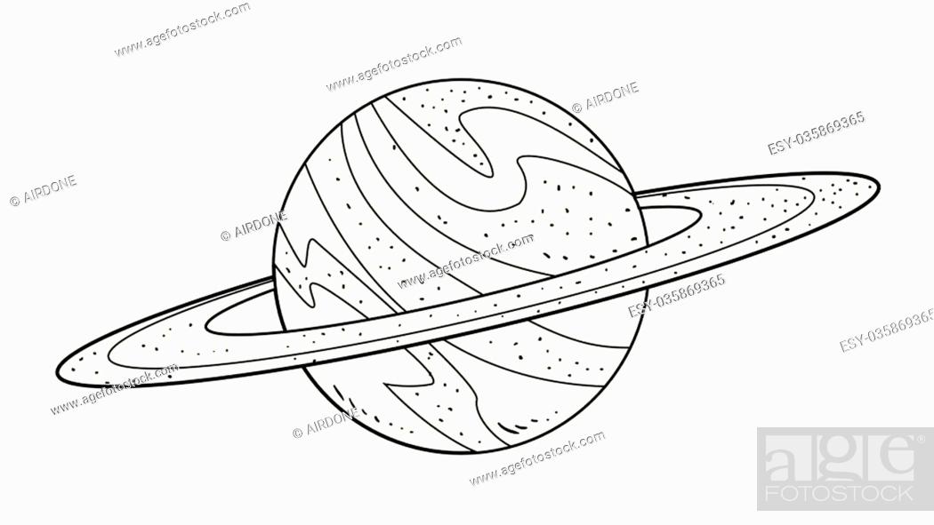 Vector illustration of planet Saturn in black and white doodle cartoon,  Stock Vector, Vector And Low Budget Royalty Free Image. Pic. ESY-035869365  | agefotostock