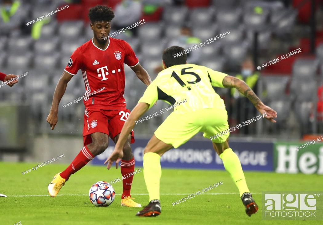 Stock Photo: 21 October 2020, Bavaria, Munich: Football: Champions League, FC Bayern Munich - Atlético Madrid. Group stage, Group A, Matchday 1 at the Allianz Arena.