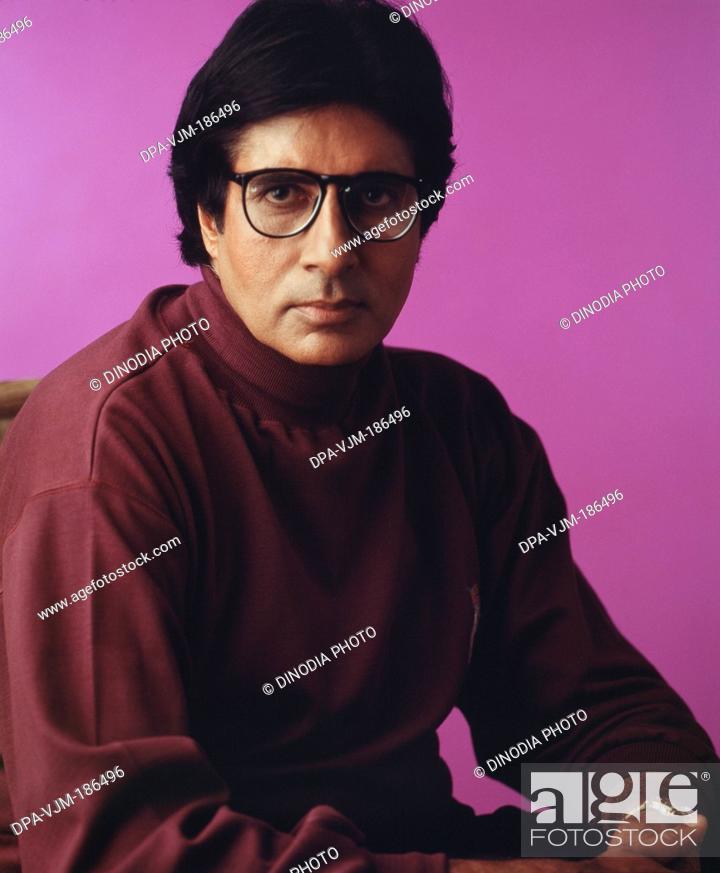 Stock Photo: 1988, India, Portrait of Amitabh Bachchan wearing spectacles.
