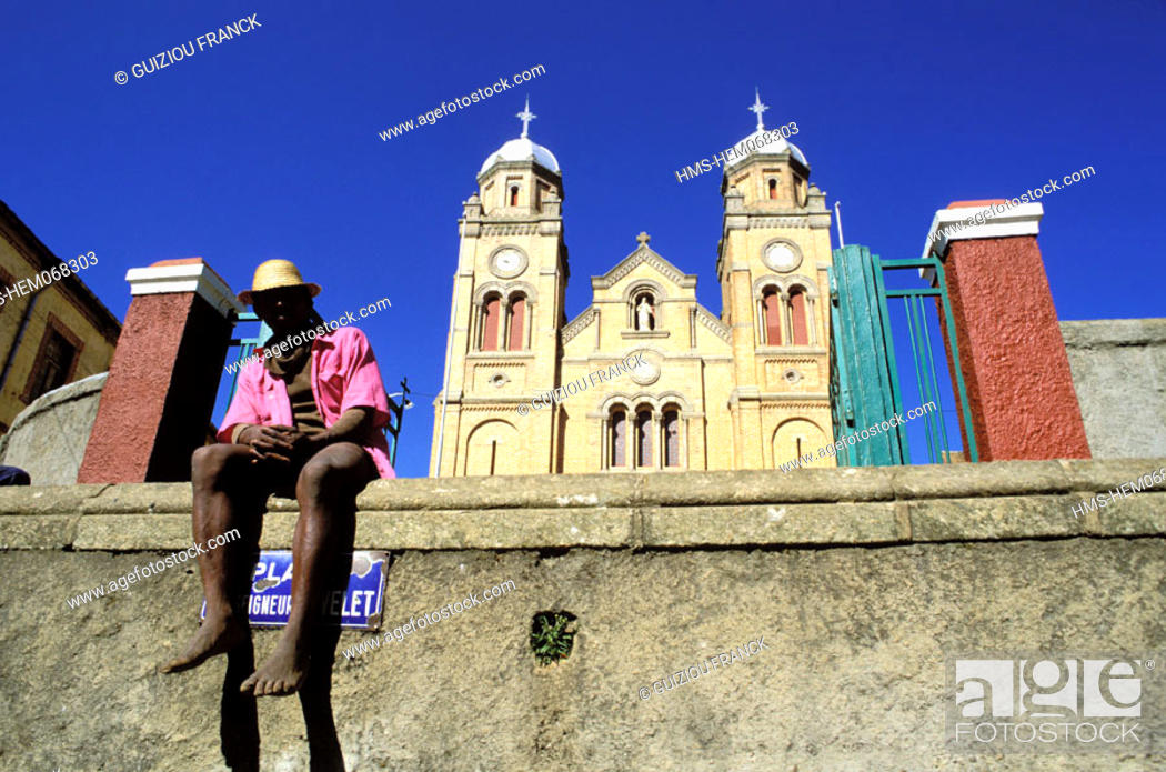 Stock Photo: Madagascar, Central Highlands, Fianarantsoa, Ambozontany cathedral in the upper town.