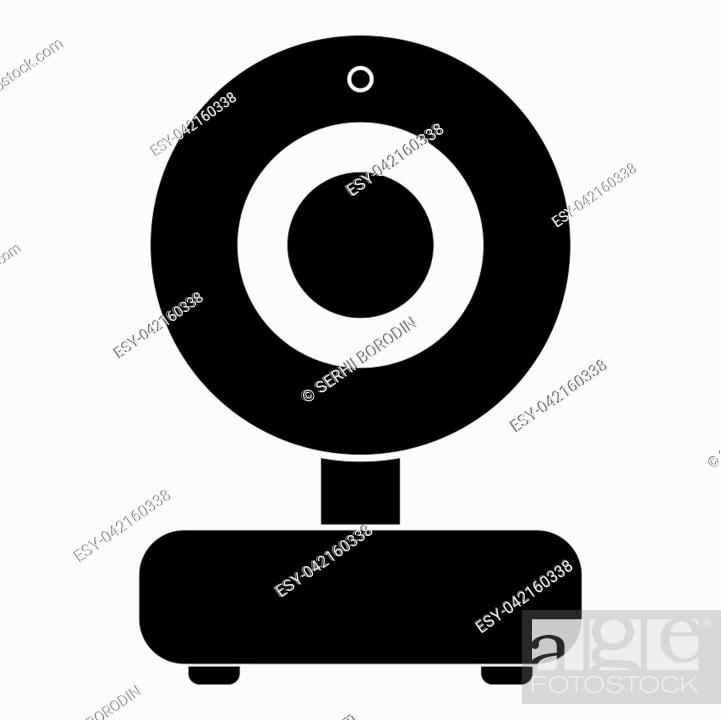 Vector: Web camera it is black color icon .