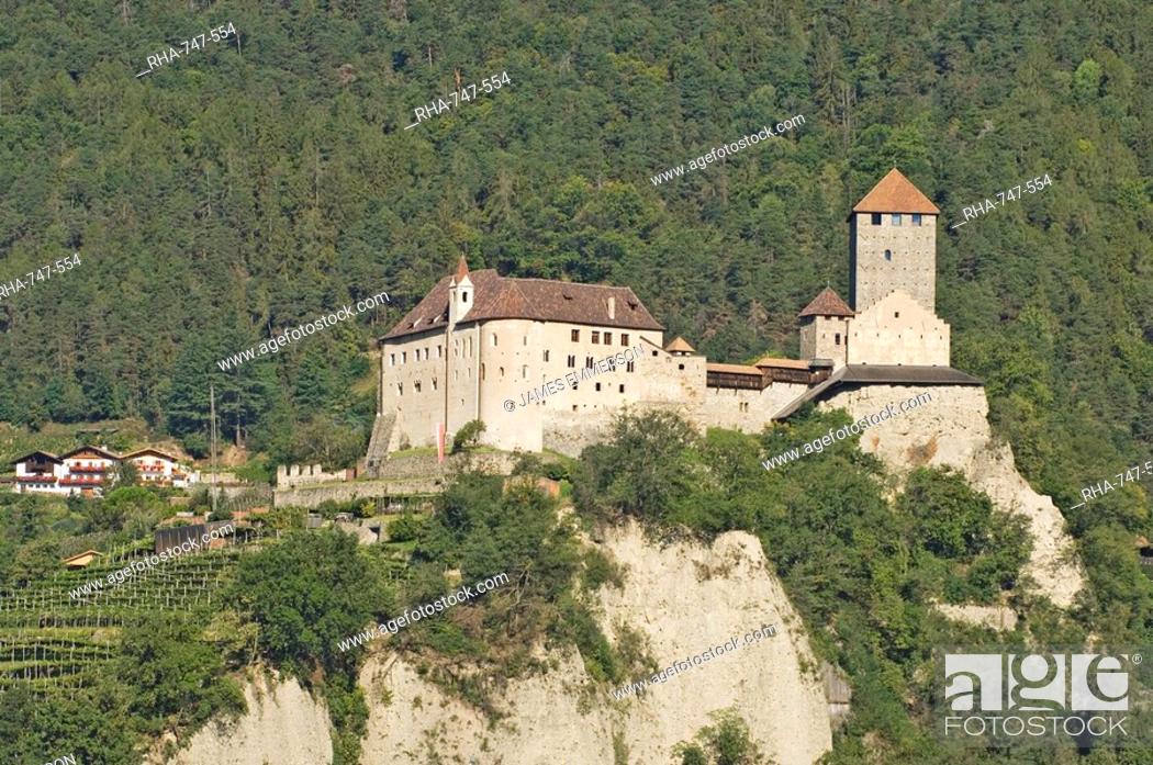 Stock Photo: The 12th century Castel Tirolo, now a museum, Merano, Sud Tyrol, Western Dolomites, Italy, Europe.