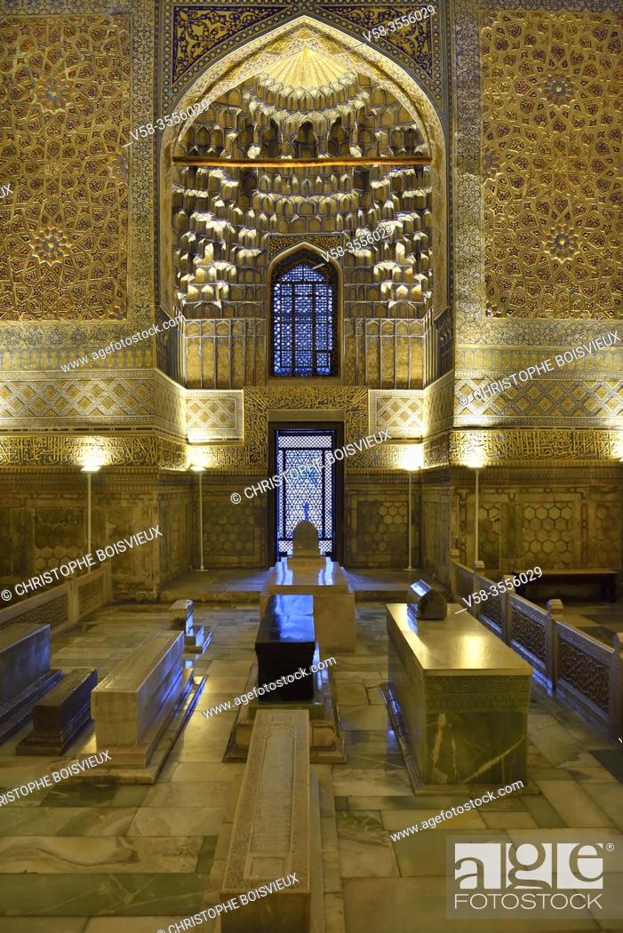 Photo de stock: Uzbekistan, Unesco World Heritage Site, Samarkand, Gur-e-Amir mausoleum, Tamerlane's tomb.