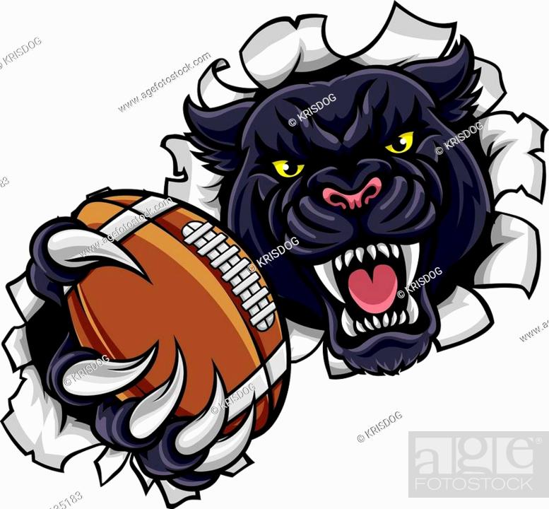A black panther angry animal sports mascot holding an American football  ball and breaking through..., Stock Vector, Vector And Low Budget Royalty  Free Image. Pic. ESY-046635183 | agefotostock