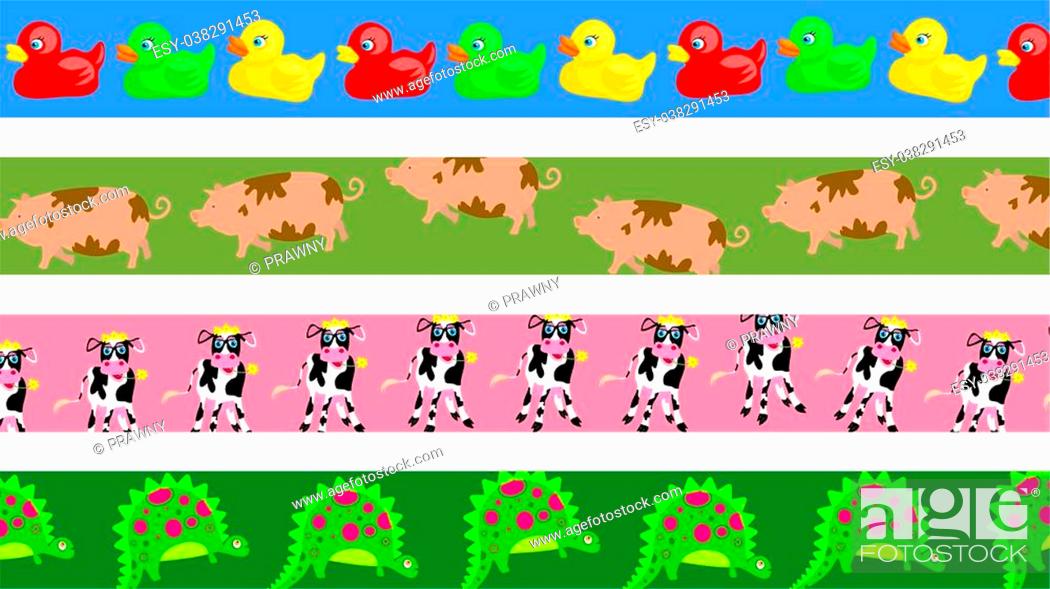 set of four cute animal page border designs, Stock Photo, Picture And Low  Budget Royalty Free Image. Pic. ESY-038291453 | agefotostock
