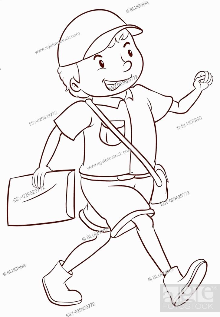 A simple drawing of a smiling postman on a white background, Stock Vector,  Vector And Low Budget Royalty Free Image. Pic. ESY-029629772 | agefotostock
