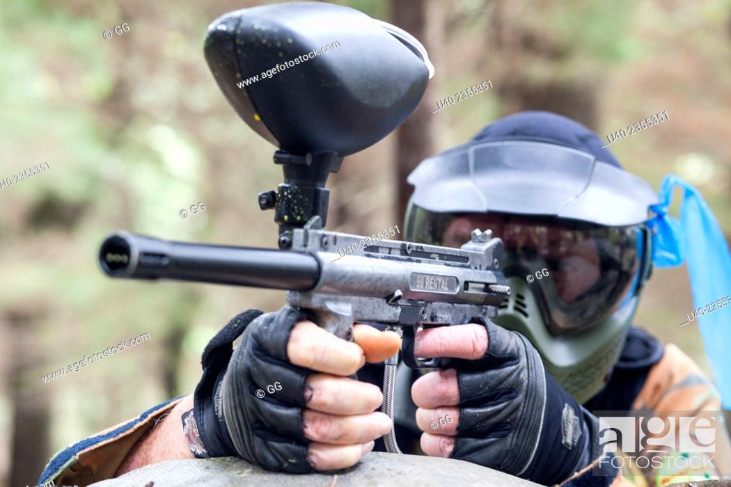 Stock Photo: Paintball games.