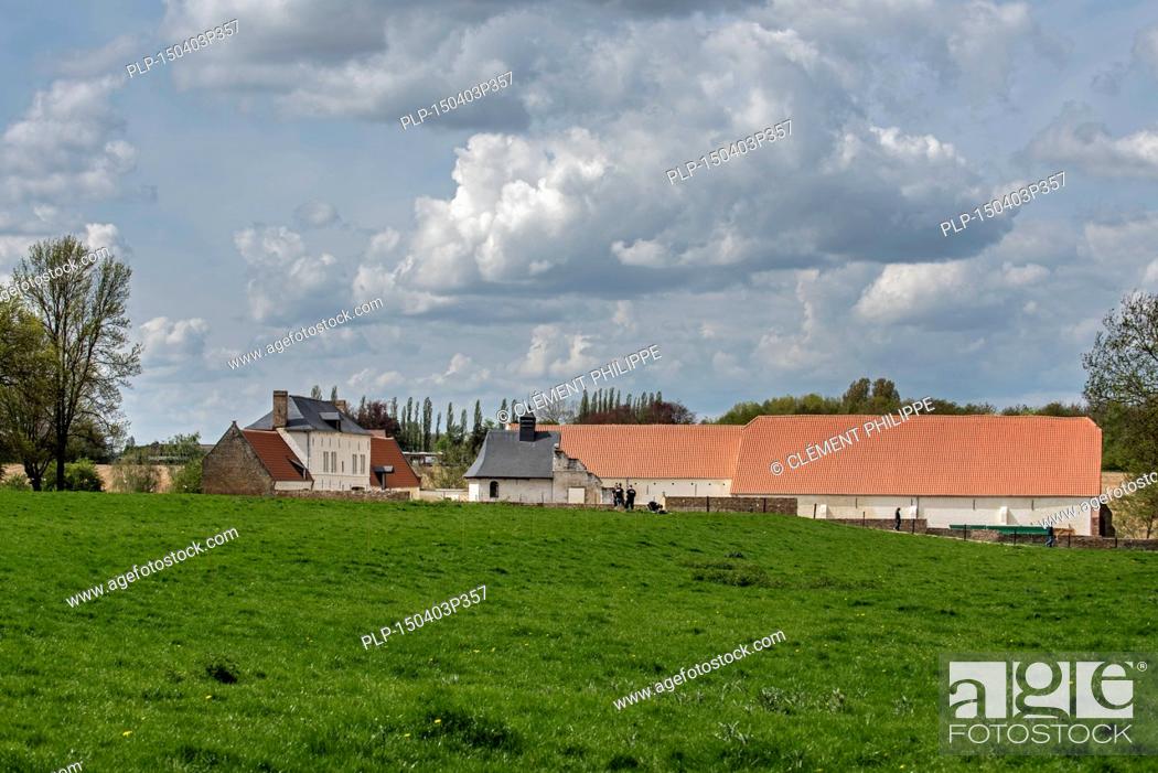 Stock Photo: Château d'Hougoumont, farmhouse where British and other allied forces faced Napoleon's Army at the Battle of Waterloo on June 18, 1815, Braine-l'Alleud, Belgium.