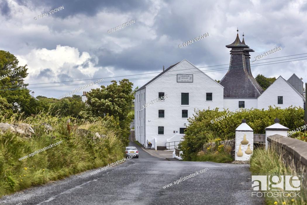 Stock Photo: Lagavulin distillery, Islay, Inner Hebrides, Argyll, Scotland, UK.