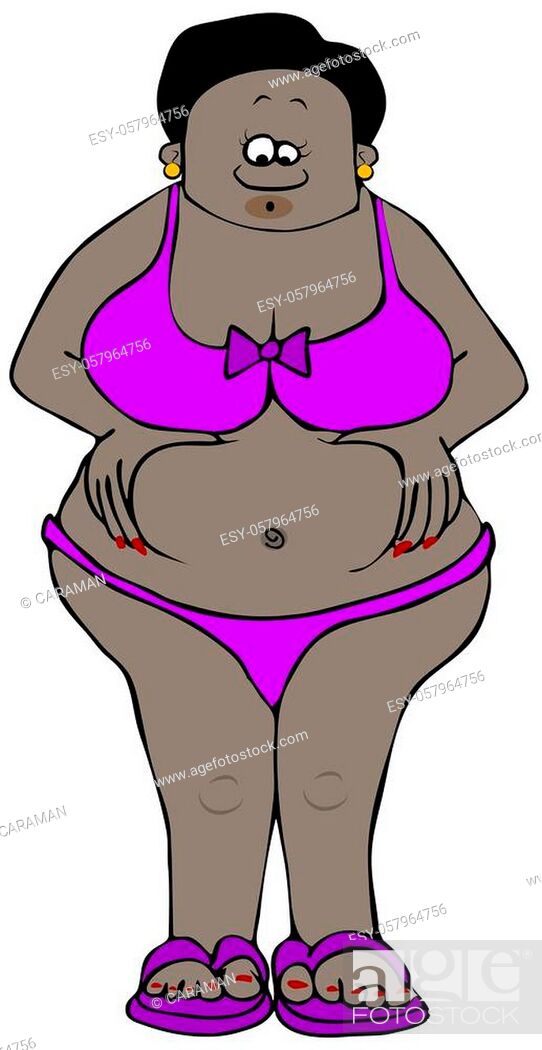 Illustration of a chubby black girl wearing a bikini and squeezing her belly  fat, Stock Photo, Picture And Low Budget Royalty Free Image. Pic.  ESY-057964756 | agefotostock