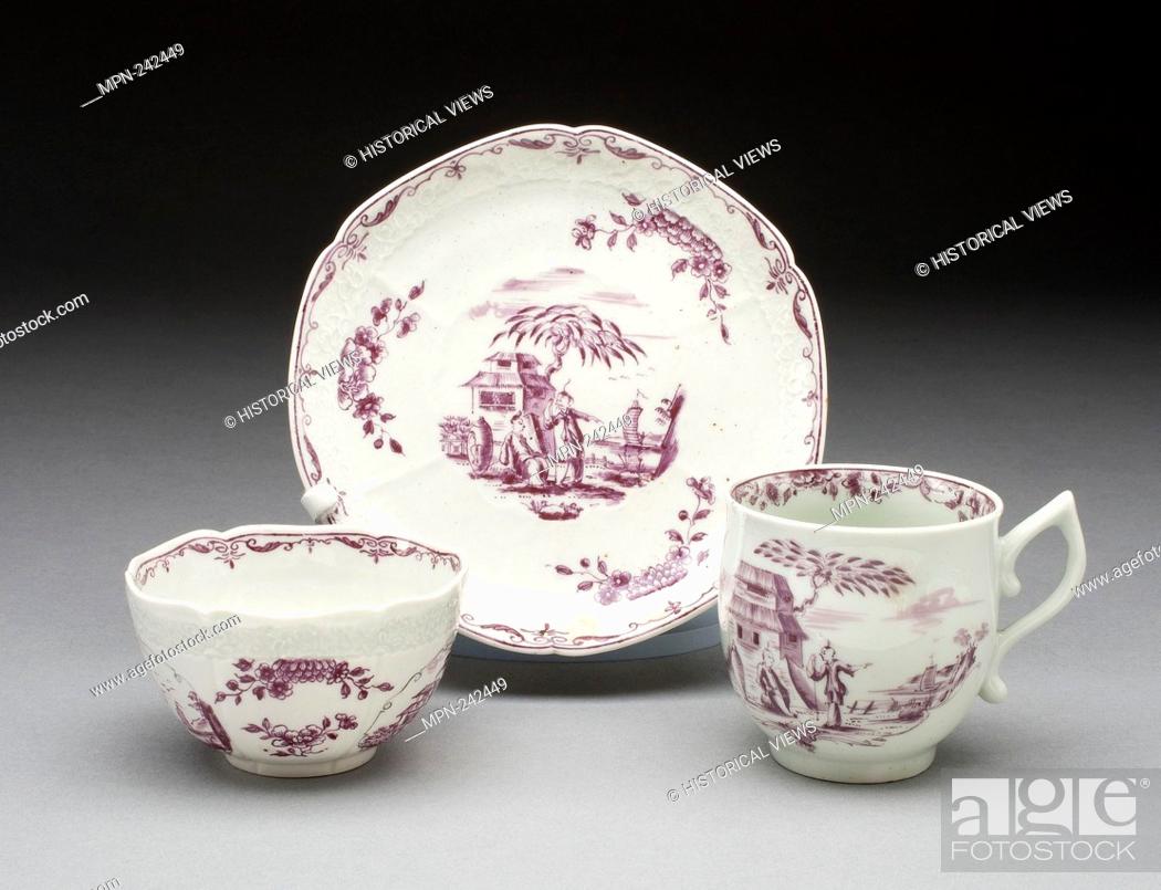 Stock Photo: Tea Bowl, Coffee Cup, and Saucer - About 1760 - Worcester Porcelain Factory Worcester, England, founded 1751 - Artist: Worcester Royal Porcelain Company.