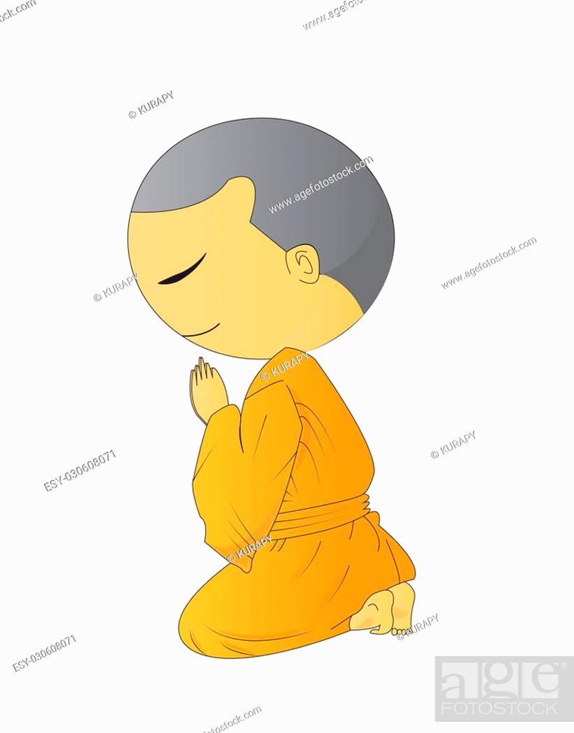 illustration of Cute Begging young monk cartoon, use in advertising,  presentations, brochures, blogs, Stock Photo, Picture And Low Budget  Royalty Free Image. Pic. ESY-030608071 | agefotostock